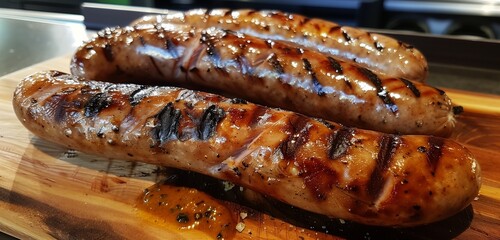 grilled sausages on grill