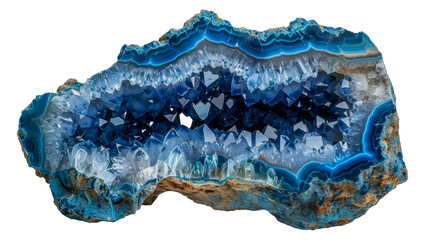 Geode rock with crystalline interior, cut out - stock png.