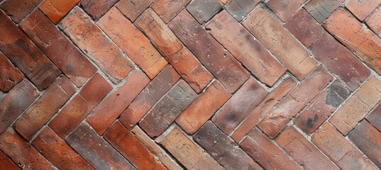 Terracotta Herringbone Pattern, Close-Up Texture Background