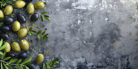 Photo variety of olive oils with copy space background ,Olive tree with a bunch of olives on it.
