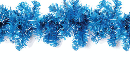 Blue Christmas tinsel on white background Vector illustration