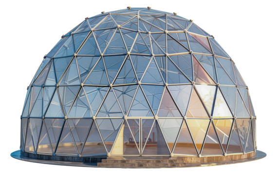 Modern geodesic dome structure, cut out - stock png.