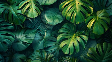 A tropical leaves background modern graphic illustrating floral and palm leaves, jungle leaves, flowers and x-ray botanical leaves.