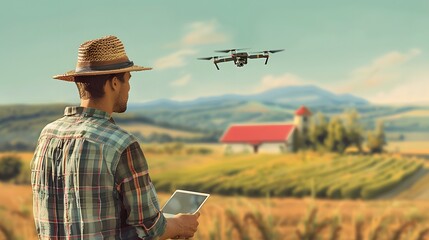 a smart farm workshop, where farmers learn to operate drones, centered with a focus on engagement and technology. 