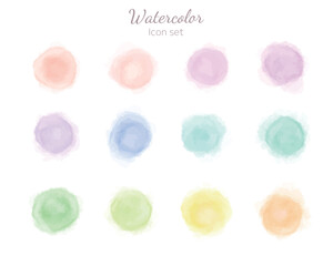 水彩テクスチャのアイコンセット