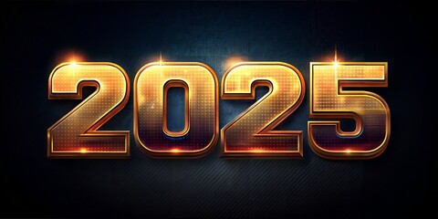 2025 new year text with golder effect on dark blue background .