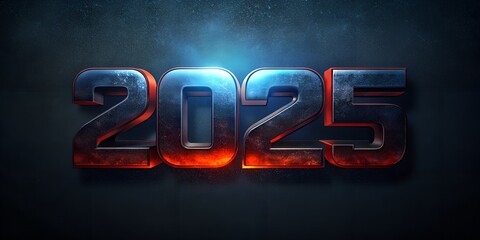2025 new year neon blue text.