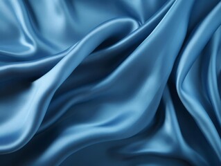 Obraz premium Luxurious blue fabric with a silk texture draped elegantly, isolated on white, highlighting the materials quality