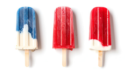 Red white and blue popsicle isolated on white, generative ai