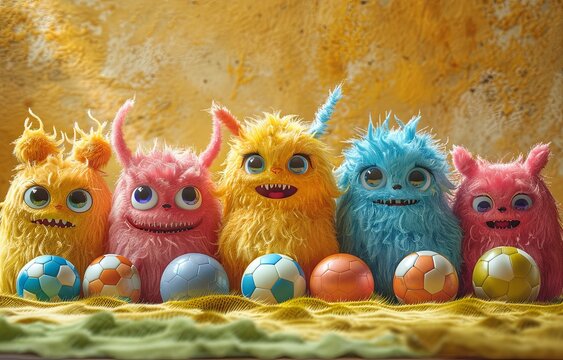 Vibrant and adorable little monsters, featuring large expressive eyes and unique facial expressions