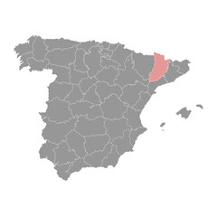 Map of the Province of a Lleida, administrative division of Spain. Vector illustration.