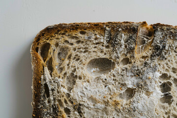 Macro photography of moldy bread due to moisture.

