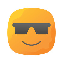 Glasses on emoji face showing concept icon of cool emoji, proud emoji