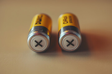 An image featuring two batteries with positive and negative signs.

 - obrazy, fototapety, plakaty