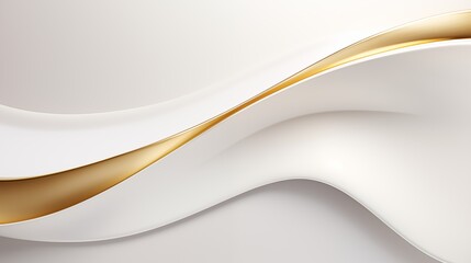 Elegant Abstract Design with Flowing White Curves and Golden Accents
