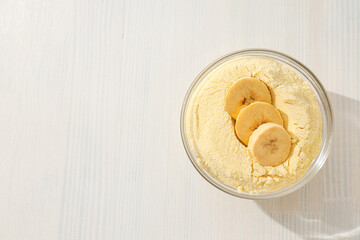 Banana flour, concept of cooking food, tasty banana flour