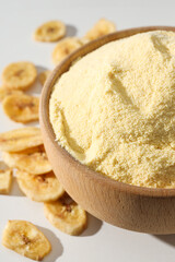 Banana flour, concept of cooking food, tasty banana flour