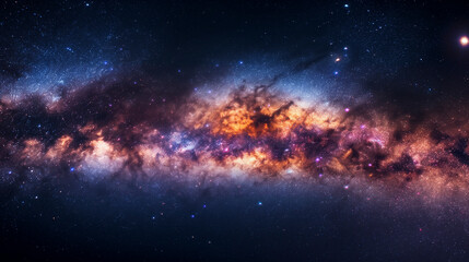 A stunning artists representation of the Milky Way galaxy in deep space, showcasing the beauty and mystery of our universe