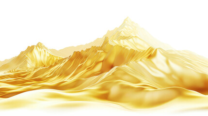 Gold mountain illustration, isolated transparent, cutout or clipping path background