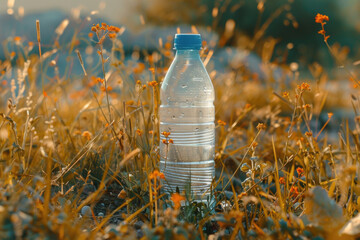 Water bottle plastic trash being recycled to reduce plastic waste.

 - obrazy, fototapety, plakaty
