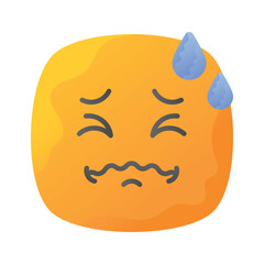 Painful expression, trendy icon of pain emoji, editable vector