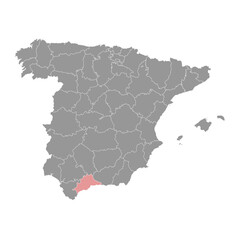 Map of the Province of Malaga, administrative division of Spain. Vector illustration.