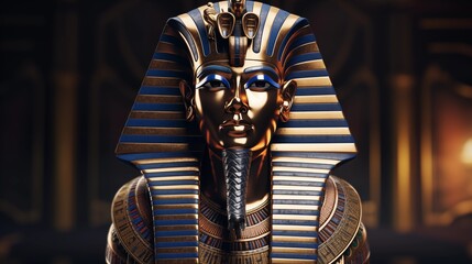 Portrait of an egyptian pharaoh in royal attire. Pharoah Mask.