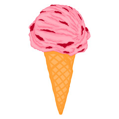 Strawberry Ice Cream Cone Vector