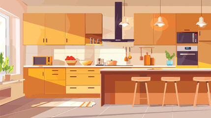 Interior of modern stylish kitchen Vector illustration