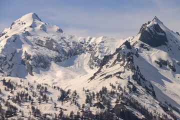 Majestätische Gipfel im Unterwallis über Ovronnaz (Dent Favre, 2917 und Pointe d'Aufalle 2727)