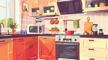 Interior of modern stylish kitchen Vector illustration