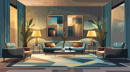 Interior of modern stylish living room Vector illustration