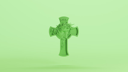 Green mint Jesus Christ crucifix cross christian religious symbol Christianity background 3d illustration render digital rendering
