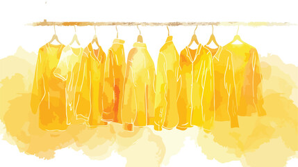 Yellow watercolor silhouette of male clothes rack 