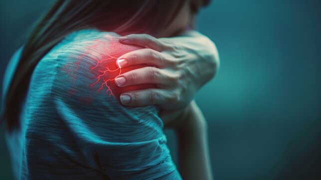 Gripping Shoulder Agony: Intense Pain of Rotator Cuff Injury, Excruciating Shoulder Pain, pain illustration.