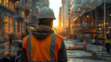 Obraz premium Professionalism in Action: Construction Worker's Scene