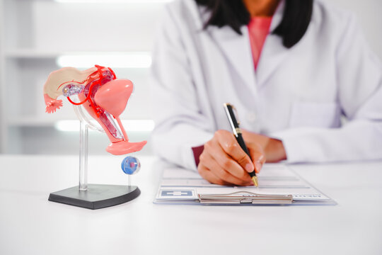 Female doctor specializing in online consultations for reproductive health issues endometriosis, uterine fibroids, gynecologic cancer, HIV/AIDS, interstitial cystitis, PCOS, STDs