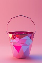 Geometric Pink Bucket on Pink Background
