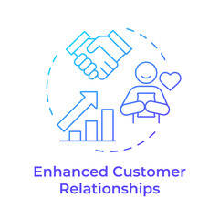 Enhanced customer relationships blue gradient concept icon. Communication processes, sales management. Round shape line illustration. Abstract idea. Graphic design. Easy to use in infographic