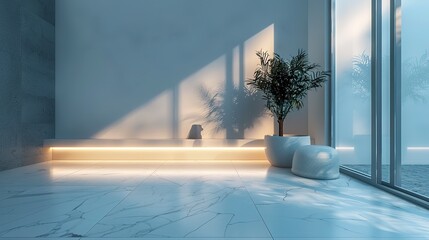 IoT smart home devices, soft white light, eye-level, minimalist interior 