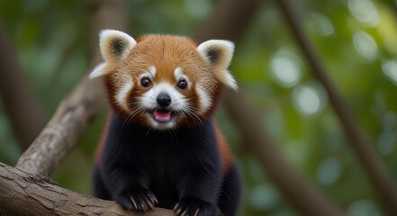 red panda eating bamboo