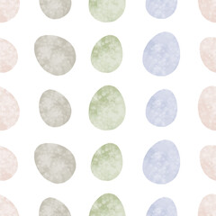 Seamless pattern with easter eggs, hand drawn illustration in watercolor style