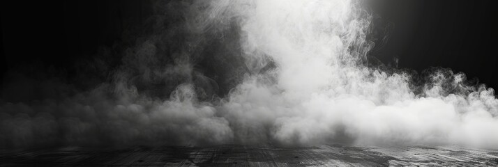 Fototapeta premium Smoke black ground fog cloud floor mist background steam dust dark white horror overlay. Ground smoke haze night black water atmosphere 3d magic spooky smog texture isolated transparent effect circle