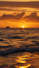 Obraz premium Sunset on the sea，The Ocean's Twilight