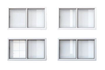 Whispers of Light: A Quintet of Windows Dancing on a Canvas of White. On a White or Clear Surface PNG Transparent Background.