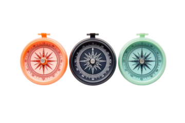 Trio of Rainbow Navigators. On a White or Clear Surface PNG Transparent Background.