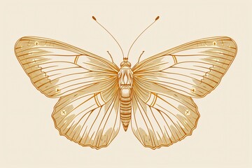 One fluid line drawing of a butterfly. Elegant flying insect for wellness, aesthetics or spa business emblem and separator idea in uncomplicated linear design. Customizable outline. Sketch artwork. - obrazy, fototapety, plakaty