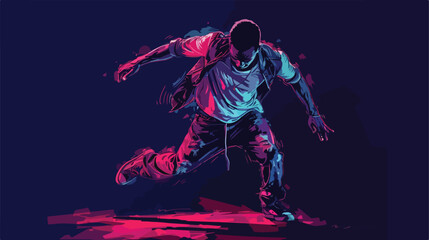 Male African-American hip-hop dancer on dark background