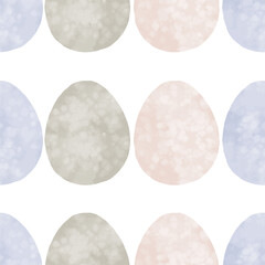 Seamless pattern with easter eggs, hand drawn illustration in watercolor style