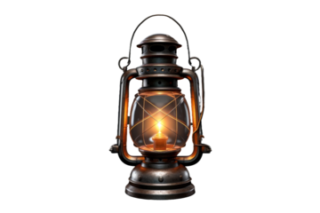 Illuminating Nostalgia: A Timeless Lantern Aglow. On a White or Clear Surface PNG Transparent Background.